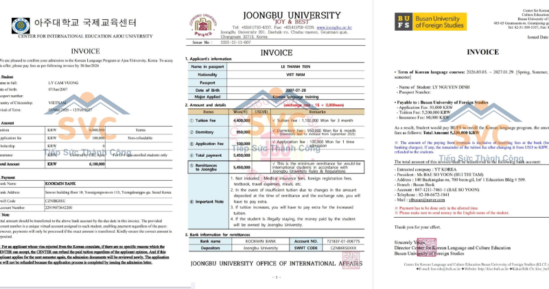 Chi ph&iacute; đ&oacute;ng cho nh&agrave; trường H&agrave;n Quốc
